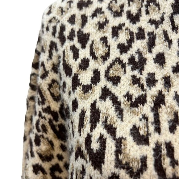 Max Sport Long Leopard Fair Isle Cozy Festival Open‎ Front Cardigan Sweater L - Picture 6 of 9